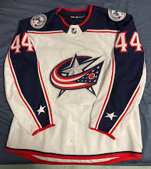 Columbus Blue Jackets #38 Boone Jenner Away White 2021 Captain Jersey photo review